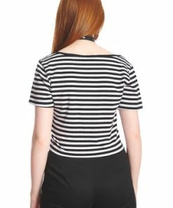 Banned Sweet Yet Spooky Stripe Top -GOTHIC SKIRTS Shop 1642529428TP10484WHT4032 300x