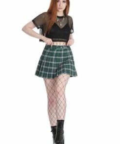Banned Chicks With Kiks Skirt -GOTHIC SKIRTS Shop 1658745462SK25404GREEN 2 300x