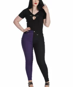 Banned Bailey Half & Half Trousers -GOTHIC SKIRTS Shop 1659026480TR31155BLK 20PURPLE 2 300x