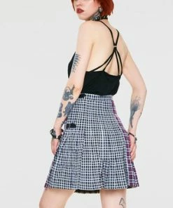 Jawbreaker Contrast Check Buckled Mini-Kilt -GOTHIC SKIRTS Shop Contrast Check Buckled Mini Kilt Jawbreaker 2 300x