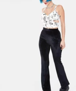 Jawbreaker Glam Rock Black Velvet Flares -GOTHIC SKIRTS Shop Glam Rock Black Velvet Flares Jawbreaker 4 300x