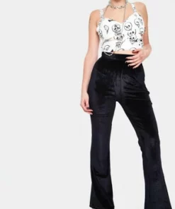 Jawbreaker Glam Rock Black Velvet Flares