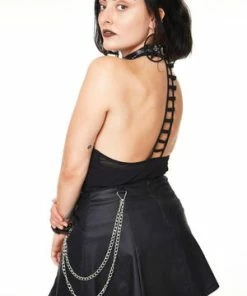 Jawbreaker Gored Skirt With O-ring Detail -GOTHIC SKIRTS Shop Gored Skirt With O ring Detail Jawbreaker 2 300x
