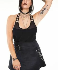 Jawbreaker Gored Skirt With O-ring Detail -GOTHIC SKIRTS Shop Gored Skirt With O ring Detail Jawbreaker 4 300x