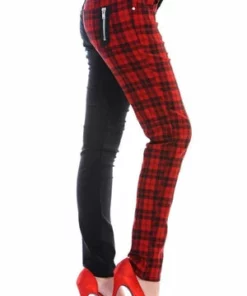 Banned Half Black Half Check Skinny Jeans -GOTHIC SKIRTS Shop Half Black Half Check Skinny Jeans Banned 10 300x