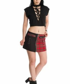 Banned Krampus Skirt -GOTHIC SKIRTS Shop SK25369 20BLK 20RED 1310 300x