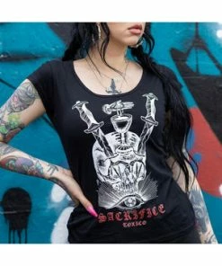 Toxico Sacrifice Cut-Back Tee -GOTHIC SKIRTS Shop Sacrifice Cut Back Tee Toxico 3 300x