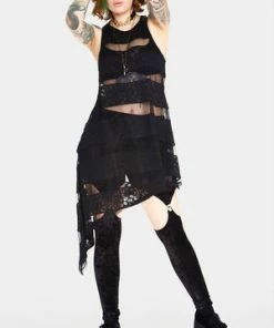 Jawbreaker Skull Stripes Asymmetric Dress