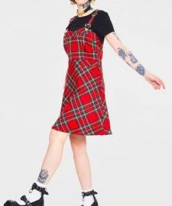 Jawbreaker Tartan Troublemaker Dungaree Style Dress