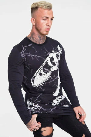 Jawbreaker Unisex Dino Bones Long Sleeve Sweatshirt -GOTHIC SKIRTS Shop Unisex Dino Bones Long Sleeve Sweatshirt