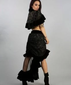 Burleska Annabelle Skirt In Black Velvet Flock -GOTHIC SKIRTS Shop annabelle skirt in black velvet flock burleska 2 300x