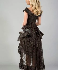 Burleska Athena Overbust Zip Front Corset In Brown Stripe Brocade -GOTHIC SKIRTS Shop athena overbust zip front corset in brown stripe brocade burleska 2 300x