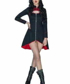 Dr Faust Avant-garde Military High Low Black Mini Dress - Liberty
