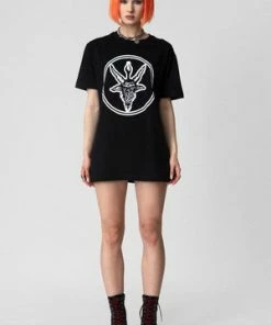 Long Clothing Baphomet - Black T-Shirt - Unisex -GOTHIC SKIRTS Shop baphomet black t shirt unisex long clothing 4 300x