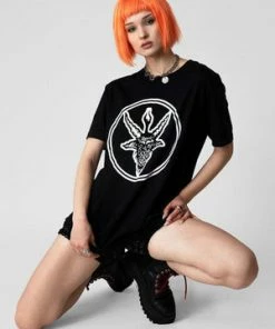 Long Clothing Baphomet - Black T-Shirt - Unisex -GOTHIC SKIRTS Shop baphomet black t shirt unisex long clothing 5 300x