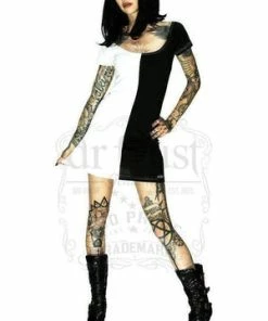 Dr Faust Beetlejuice Two Face Black And White Mini Dress - Zoey