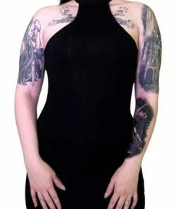 Dr Faust Beguiling Choker Bodycon Black Midi Dress - Londyn