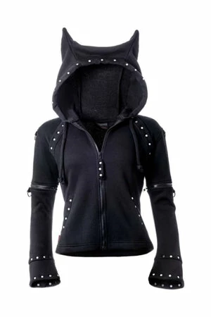 Queen Of Darkness Black Jacket With Rivets And Hood 4 Queen Of Darkness Black Jacket With Rivets And Hood - Image 2