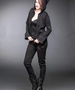 Queen Of Darkness Black Jacket With Rivets And Hood 16 Queen Of Darkness Black Jacket With Rivets And Hood -GOTHIC SKIRTS Shop black jacket with rivets and hood queen of darkness 5 300x