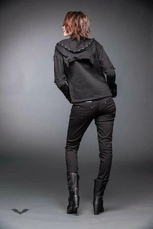 Queen Of Darkness Black Jacket With Rivets And Hood 8 Queen Of Darkness Black Jacket With Rivets And Hood - Image 6