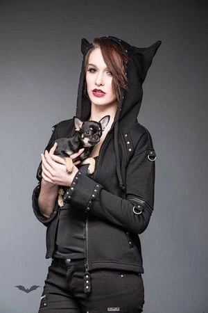 Queen Of Darkness Black Jacket With Rivets And Hood 3 Queen Of Darkness Black Jacket With Rivets And Hood