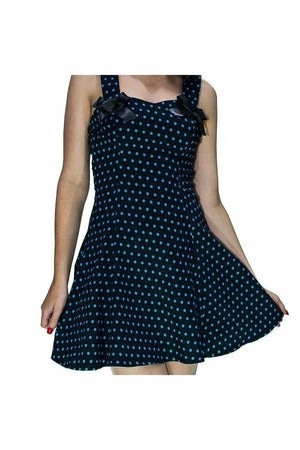 Dr Faust Blue Polka Dots Black Mini Dress - Sophia 5 Dr Faust Blue Polka Dots Black Mini Dress - Sophia - Image 3