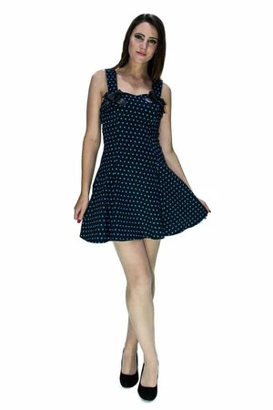 Dr Faust Blue Polka Dots Black Mini Dress - Sophia 3 Dr Faust Blue Polka Dots Black Mini Dress - Sophia