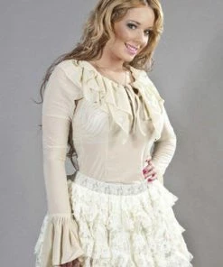 Burleska Brenda Gothic Long Sleeve Victorian Top In Mesh -GOTHIC SKIRTS Shop brenda gothic long sleeve victorian top in mesh burleska 2 300x