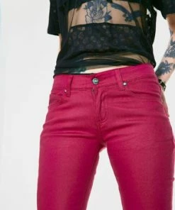 Jawbreaker Burgundy Mono Drainpipe Jeans -GOTHIC SKIRTS Shop burgundy mono drainpipe jeans jawbreaker 5 300x