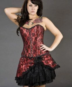 Burleska Candy Mini Flare Skirt In Satin And Black Lace Overlay -GOTHIC SKIRTS Shop candy mini flare skirt in satin and black lace overlay burleska 2 300x