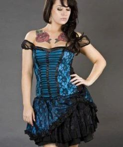 Burleska Candy Mini Flare Skirt In Satin And Black Lace Overlay -GOTHIC SKIRTS Shop candy mini flare skirt in satin and black lace overlay burleska 3 300x