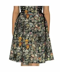 Dr Faust Candy Skulls Midi Dress - Vivian -GOTHIC SKIRTS Shop candy skulls midi dress vivian dr faust 3 300x