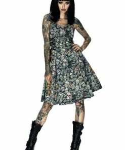 Dr Faust Candy Skulls Midi Dress - Vivian