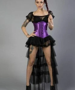 Burleska Candy Underbust Steel Boned Waist Training Corset In Satin