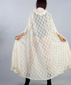 Burleska Cherryl Hooded Cape In Black Lace And Red Mesh Lining -GOTHIC SKIRTS Shop cherryl hooded cape in black lace and red mesh lining burleska 5 300x