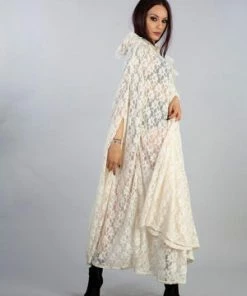 Burleska Cherryl Hooded Cape In Black Lace And Red Mesh Lining -GOTHIC SKIRTS Shop cherryl hooded cape in black lace and red mesh lining burleska 6 300x