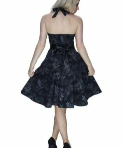 Dr Faust Dark Leaf Black Midi Dress - Annabelle -GOTHIC SKIRTS Shop dark leaf black midi dress annabelle dr faust 2 300x