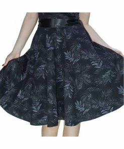 Dr Faust Dark Leaf Black Midi Dress - Annabelle -GOTHIC SKIRTS Shop dark leaf black midi dress annabelle dr faust 3 300x