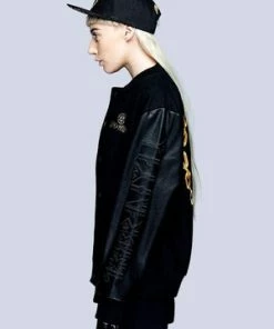 Long Clothing Death Adder Chain Gold Varsity Jacket - Unisex -GOTHIC SKIRTS Shop death adder chain gold varsity jacket unisex long clothing 4 300x