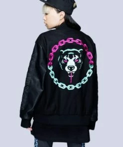 Long Clothing Death Adder Chain Purple Turquoise Jacket - Unisex