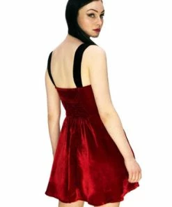 Dr Faust Deep Red Halterneck Velvet Mini Dress - Rosalie 6 Dr Faust Deep Red Halterneck Velvet Mini Dress - Rosalie -GOTHIC SKIRTS Shop deep red halterneck velvet mini dress rosalie dr faust 2 300x