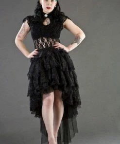 Burleska Dita Sleeveless Gothic Top In Stretch Lace -GOTHIC SKIRTS Shop dita sleeveless gothic top in stretch lace burleska 4 300x