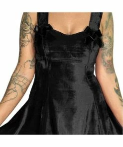 Dr Faust Elegant Black Halterneck Velvet Dress - Skylar -GOTHIC SKIRTS Shop elegant black halterneck velvet dress skylar dr faust 2 300x