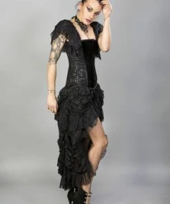 Burleska Elvira Long Victorian Goth Skirt In Black King And Black Lace Underlay -GOTHIC SKIRTS Shop elvira long victorian goth skirt in black king and black lace underlay burleska 3 300x