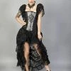 Burleska Elvira Long Victorian Goth Skirt In Black King And Black Lace Underlay