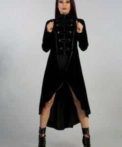 Burleska Eris Ladies Jacket In Black Velvet Flock