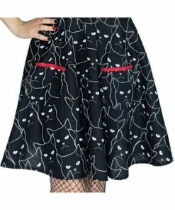 Dr Faust Evil Cats Black Mini Dress - Gatta -GOTHIC SKIRTS Shop evil cats black mini dress gatta dr faust 3 300x