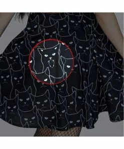 Dr Faust Evil Cats Black Mini Dress - Gatta -GOTHIC SKIRTS Shop evil cats black mini dress gatta dr faust 4 300x