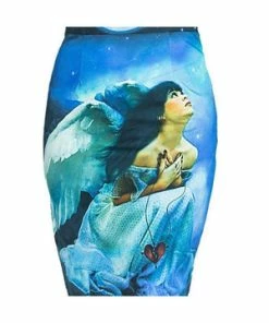 Dr Faust Fallen Angel Blue Moon Night Sky Midi Dress - Angel -GOTHIC SKIRTS Shop fallen angel blue moon night sky midi dress angel dr faust 3 300x