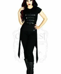 Dr Faust Fashionista Crown Hooded Black Cotton Jacket - Liberta